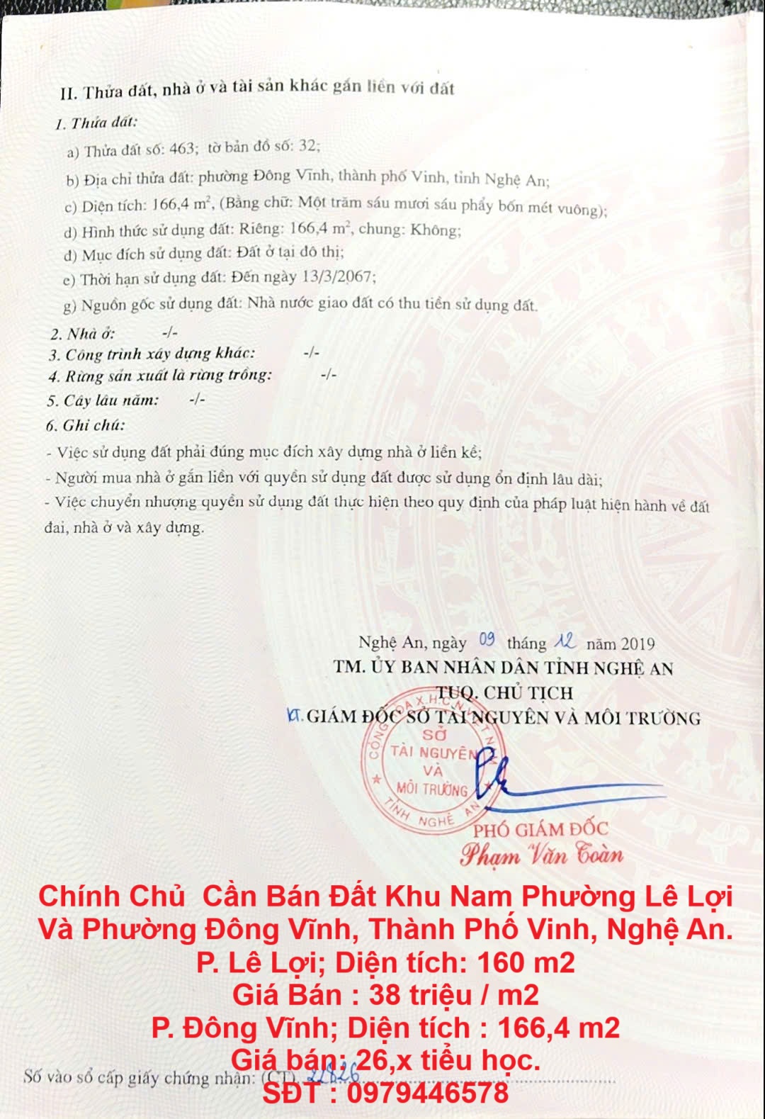 Chính Chủ  Cần Bán Đất Khu Nam Phường Lê Lợi Và Phường Đông Vĩnh, Thành Phố Vinh, Nghệ An. - Ảnh chính
